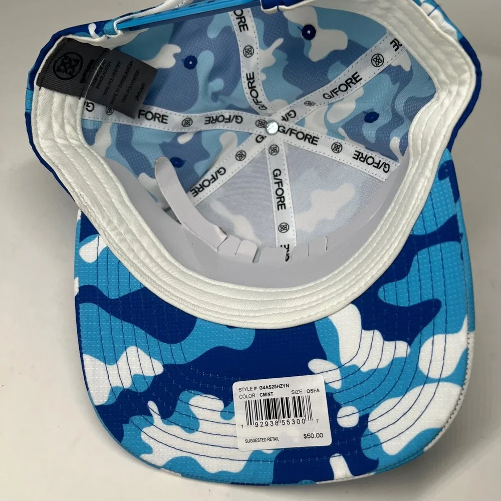 New G/FORE SnapBack Golf Hat Blue Camouflage Ripstop OSFA Cool Mint Limited